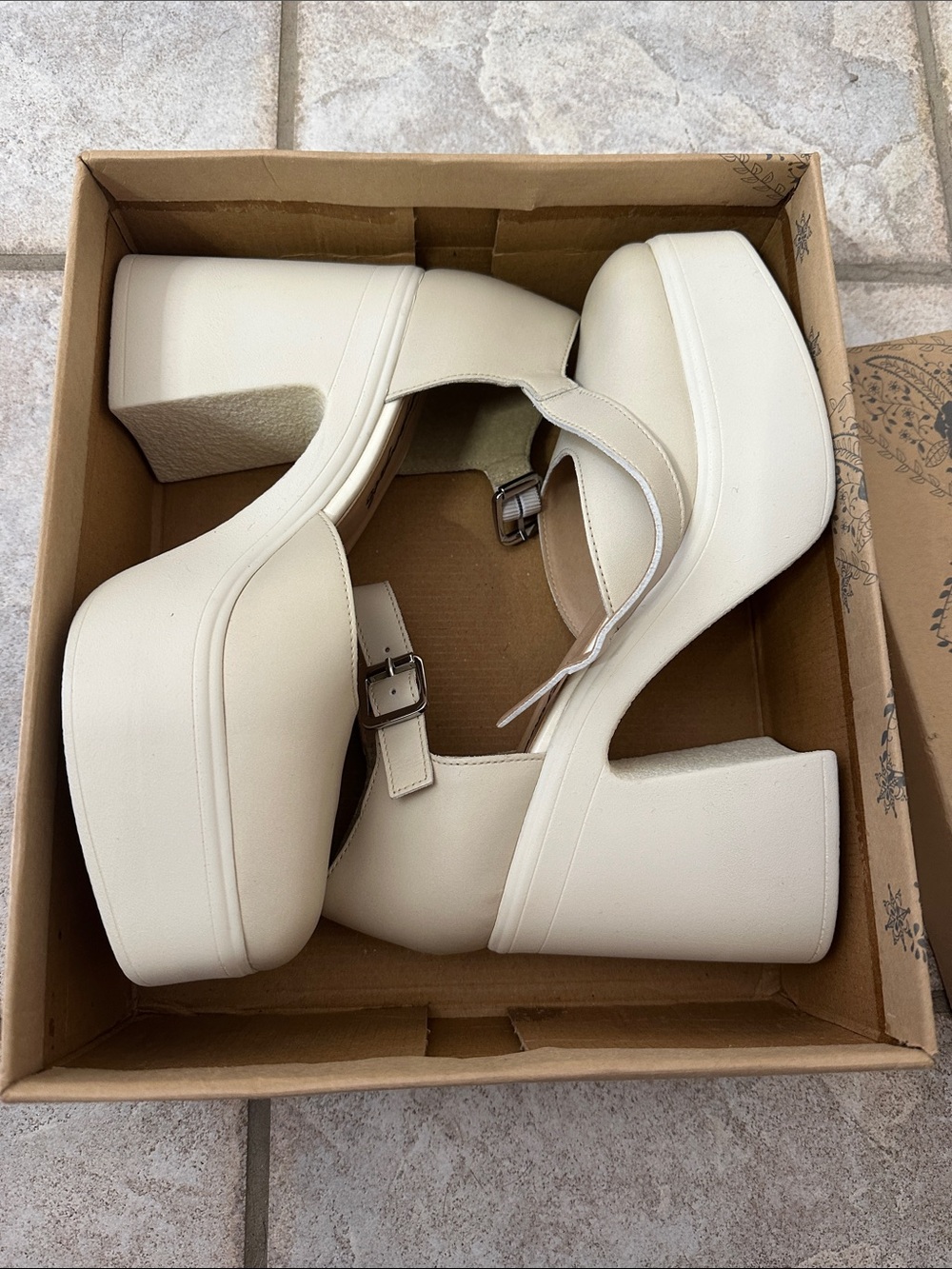 Free People Cream Platform Mary Jane Heels
